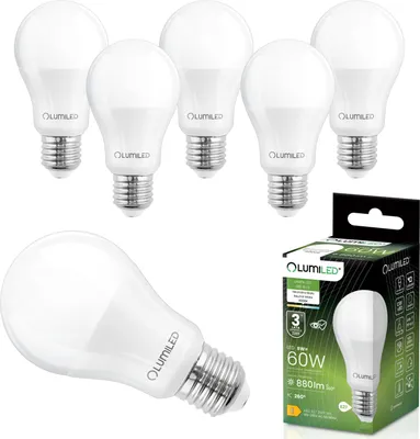 Produktbild von LUMILED LED Lampe 6 Stück Set E27 A60 8W ersetzt 60W 880lm 4000K Neutralweiß 230V 260° Abstrahlwinkel Nicht Dimmbar Innenbeleuchtung Tropfen Lichtquelle Energiesparlampe