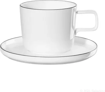 Imagen del producto de ASA Selection, taza de café negra con plato, línea "Oco", diámetro 14 cm