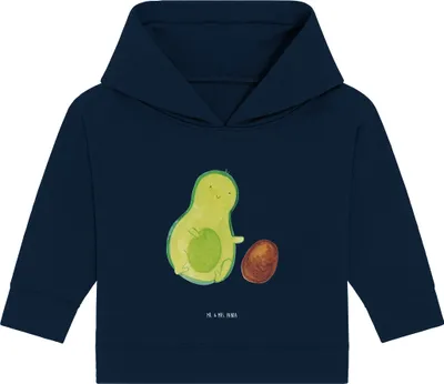 Produktbild von Mr. & Mrs. Panda Organic Baby Hoodie Avocado Kern rollt 24. - 36. Monat - French Navy - Geschenk, Avocados, Wunder, Kapuzenshirt, Schwangerschaft, Liebe