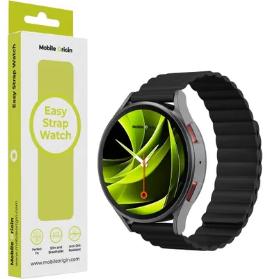 Produktbild von Silikon Armband für Smartwatch mit Magnetverschluss, Quick Release 22 mm, Mobile Origin Easy Strap Magnetic Watch, Schwarz