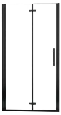 Produktbild von AICA Falttür Scharniertur 85x195cm,6mm NANO ESG-Glas,Faltbare Duschkabine,Komplett Mattschwarz,Nischentür Dusche Pendeltur