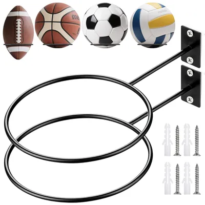 Obrázek produktu pro Držák na míče, kovový, černý, vhodný pro basketbal, volejbal, fotbal, ragby