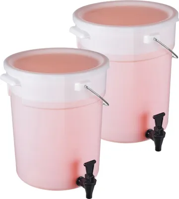 Produktbild von Getränkespender 19 L - Saftspender aus Kunststoff mit Zapfhahn und Deckel - Eistee-Limonadensaft-Wasserspender - ideal für Restaurants, Hotels und Partys - 2er-Pack