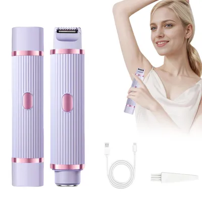 Produktbild von Elektrischer Intimrasierer für Frauen 2 in 1 Doppelkopf Elektrorasierer für Damen Bikini Trimmer Nass Trocken Rasierer Damen Intimbereich für Scham Gesicht