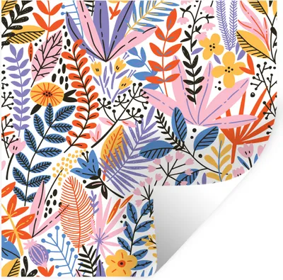 Produktbild von MuchoWow® Wandtattoo Wandsticker Wandaufkleber Sommer - Pflanzen - Pastell 100x100 cm Selbstklebend und Repositionierbar - Wierderverwendbar - Selbstklebend