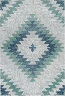 Immagine prodotto di Tappeto passamano resistente alle intemperie, colore blu, dimensioni 80x250 cm, motivo geometrico