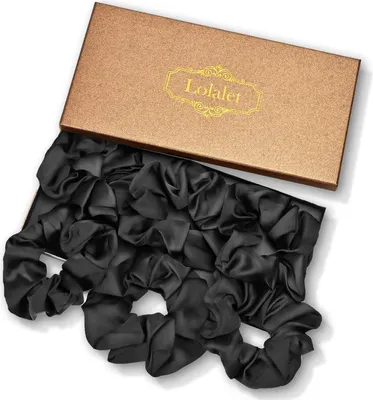 Image de (6 pièces) Grands élastiques à cheveux Noir pour femmes Femmes Filles - Tissu élastique doux