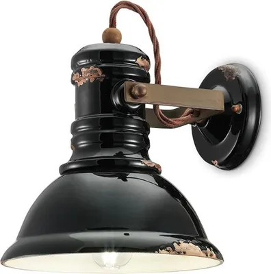 Produktbild von Industrielle Wandleuchte Eisen und Vintage-Keramik Schwarz 1 Licht E27