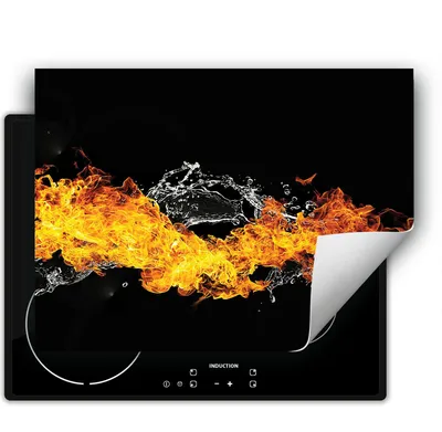 Produktbild von DarHaus Herdabdeckplatte 70x52 cm Anti Rutsch Matte Aufrollbar, schwarz - Feuer