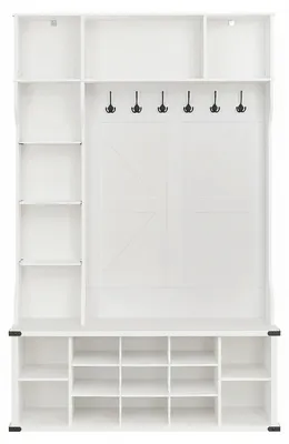 Image de Armoire avec étagère à chaussures, portant à vêtements avec crochets, style rustique | Blanc | 130,5 x 40,5 x 200,5 cm