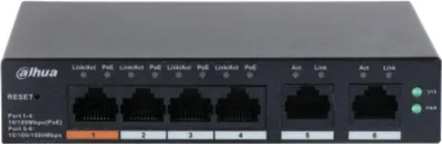 Image de Dahua Technology DH-CS4006-4ET-60 switch réseau géré L2 Gigabit Ethernet (10/100/1000) Power over Ethernet (PoE) Noir