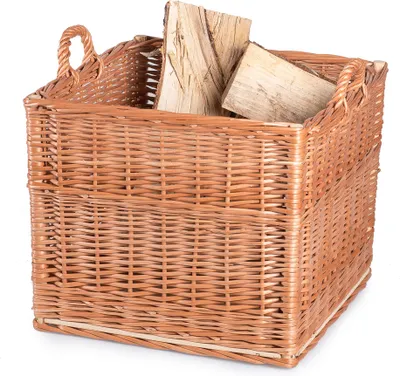 Produktbild von JIPRO® Kaminholzkorb aus Weide mit Sperrholzboden Takka III. - Weidenkorb - B 42 x T 42 x H 35/41(cm)