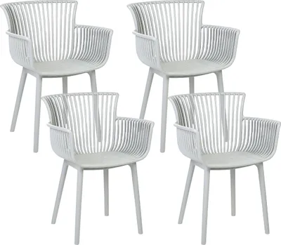 Produktbild von BELIANI Stühle 4er Set in Hellgrau aus Kunststoff für Innen- und Außenbereich Geeignet Moderner Stil Plastik Gartenstühle für Garten Terrasse Esszimmer