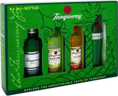 Immagine prodotto di set di degustazione Tanqueray di 4 Tanqueray London Dry Gin + Rangpur + Seville + No. Ten | 41,3 - 47,3 % vol | 4 x 0,05 l