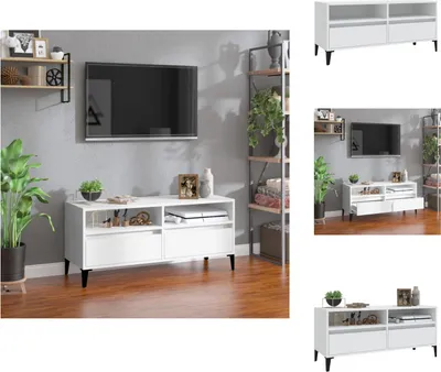 Zdjęcie produktu dla vidaXL Szafka pod TV biała 100x34,5x44,5 cm materiał drewnopochodny - Meble TV