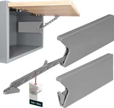 Produktbild von KOTARBAU® Universal Klappenbeschlag Lift II Grau PVC Klappenhalter Hochklappbeschlag Küchenschrank Beschläge Hebescharnier für Küchenhängeschränke Klappenstütze