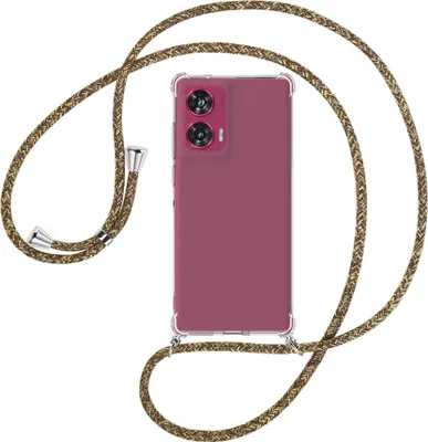 Produktbild von Handykette Backcover-Schutzhülle mit Band (Metall silberfarben) für Motorola Edge 50 Fusion 5G - braun+beige