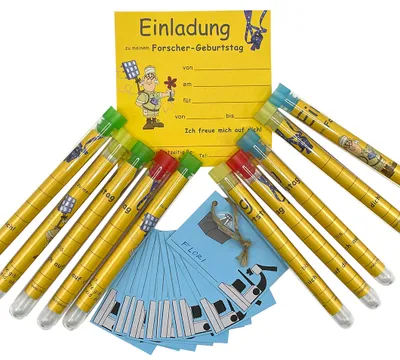 Produktbild von Kindergeburtstag Einladungen im Reagenzglas f. Forscher, 10 Stück, gelb, myExperimentSet