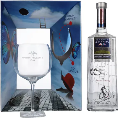 Produktbild von Martin Miller's Gin 40% Vol. 0,7l in Geschenkbox mit Glas