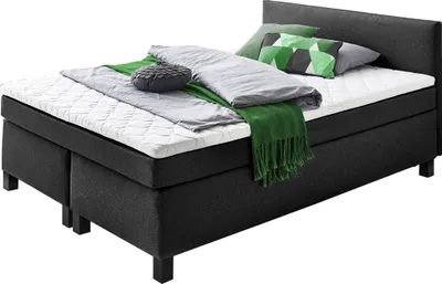 Produktbild von Boxspringbett 160 x 200 cm grau Stoffbezug mit 4 cm Topper - PHILLY - Die Möbelfundgrube