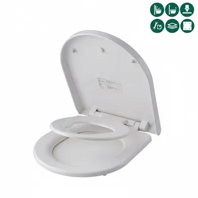 Produktbild von WC-Sitz Family, D-Form Toilettendeckel mit Absenkautomatik - Toilettensitz Kinder WC Deckel, Klodeckel Klobrille