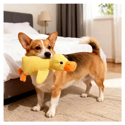 Produktbild von Anti-Stress-Ente für Hunde, Quietschendes Hundespielzeug aus Plüsch