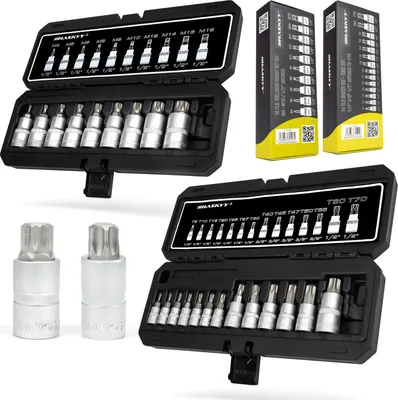 Produktbild von HASKYY Torx XZN Steckschlüssel Set 24tlg T8-T70 M4-M18