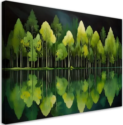 Produktbild von Leinwandbild Wald Natur Grüne Landschaft 60x40 Feeby Grün bild für die wand bereit zum aufhängen