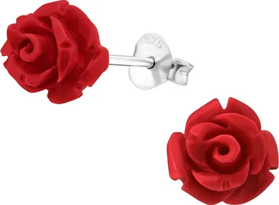 Produktbild von Rosen Ohrstecker: Ohrringe Silber 925 Rot