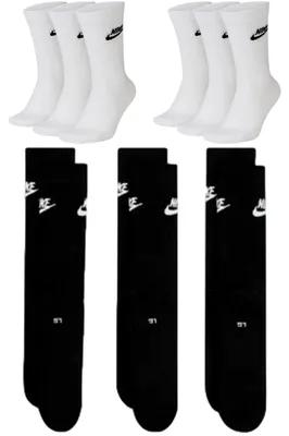 Produktbild von 6 Paar NIKE DX5025 Essential CREW Socken Damen, Herren, Unisex Sportsocken - Farbe: weiß schwarz - Größe: 46-50