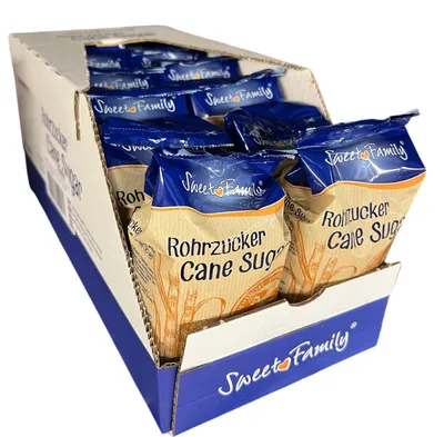 Produktbild von 12x Sweet Family Rohrzucker 500 g Brauner Cane Sugar Zuckerrohr Dessert Backen Cocktails