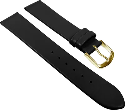 Produktbild von Eulit Dolly Uhrenarmband Kalbleder schwarz seidenmatt rembordiert, Stegbreite:14mm