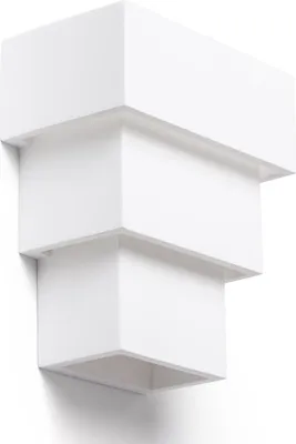 Produktbild von Moderne Wandleuchte Tatane aus Gips in Weiß, gestufte Form, 20.9x18x10.8 cm