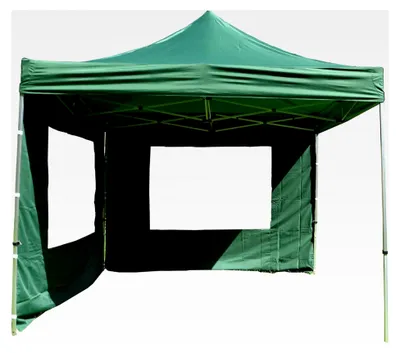 Produktbild von Nexos Faltpavillon Partyzelt mit 2 Seitenteilen PROFI Ausführung für Garten Terrasse Feier Markt als Unterstand wasserdichtes Dach 3 x 3 m grün