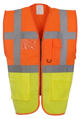 Productafbeelding van Yoko - "Executive" veiligheidsvest met hoge zichtbaarheid, uniseks, voor heren/dames - Veiligheid FK3220 (XL) (Fluorescerend oranje/fluorescerend geel)