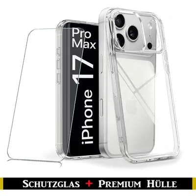 Produktbild von Für iPhone 17 Pro Max ( 6.9" ) Transparent Silikon Handy Schutz Hülle + 9H Panzerglas HD Schutzglas