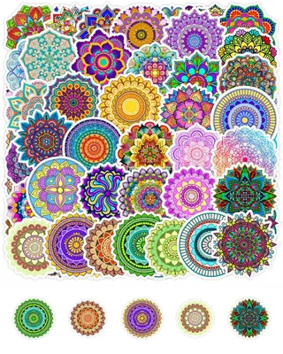 50 Mandala-Vinyl-Sticker, ästhetische Dekoration, 5–8 cm