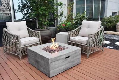 Produktbild von Elementi Gasfeuerstelle "Wilton" in Holzoptik grau 87 x 87 x 38 cm (L x B x H)