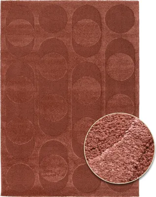 Produktbild von Primaflor Teppich COSMO - Dunkelrot - 160x230cm - 3D Wohnteppich in Hoch-Tief-Optik - Kuscheliger Vintage Läufer für Wohnzimmer, Schlafzimmer & Flur