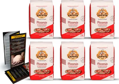 Produktbild von DELICRET - 6x1kg Caputo Pizzeria + Original Pizzarezept und Tipps | Pizza Mehl für Gehzeiten bis 24h | Pizza Mehl Typ 00 |