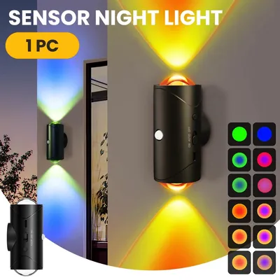 Obrázok produktu pre Nočné svetlo – LED lampa – balenie po 1 ks – USB – senzor pohybu – magnetické – 8 režimov osvetlenia – čierna