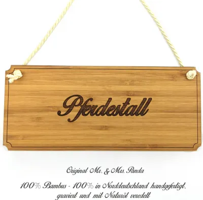 Produktbild von Mr. & Mrs. Panda Werbeschild Pferdestall - Geschenk, Geschenkidee, Türschild, Infotafel, Holzschild, Shabby, Schild, Firmenschild, Landhaus, Wegweiser, Graviert
