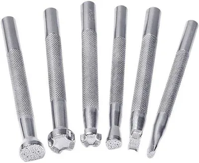 Immagine prodotto di Set di accessori in pelle, 6 pezzi, lavori in pelle, set di timbri, timbri per selle, forme speciali, lavorazione della pelle.
