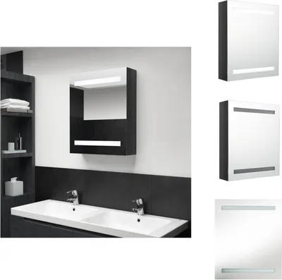 Produktbild von vidaXL LED-Bad-Spiegelschrank Glänzendes Schwarz 50x14x60 cm - Badezimmerwaschtische