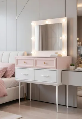 Immagine prodotto di Comò da trucco con specchio e luci LED, ideale per una camera da letto elegante