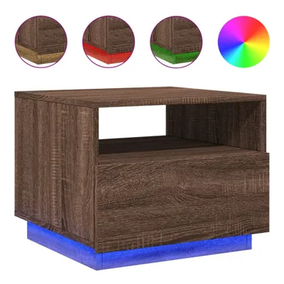 Zdjęcie produktu dla Stolik kawowy z podświetleniem LED, brązowy dąb, 50x49x40 cm