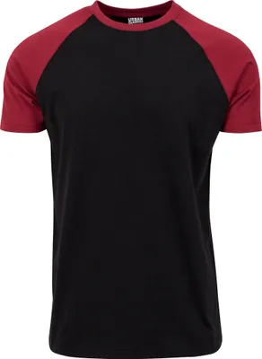 Obrázok produktu pre Tričko Urban Classics Raglan Contrast Tee Black/Burgundy-4XL