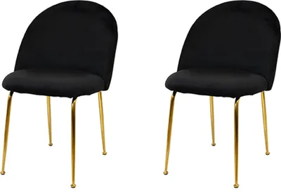Image de Milton & Oldbrook Chaise de salle à manger en velours Luxor noir - 2 pièces