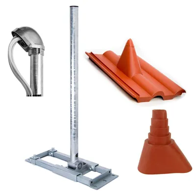 Produktbild von PremiumX DELUXE X90-48 Dachsparrenhalter 90cm Mast Kappe Frankfurter Pfanne rot