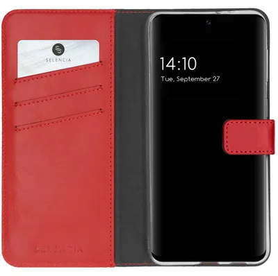 Imagen del producto de Funda de Cuero Auténtico tipo Libro para Samsung Galaxy S21 FE - Rojo